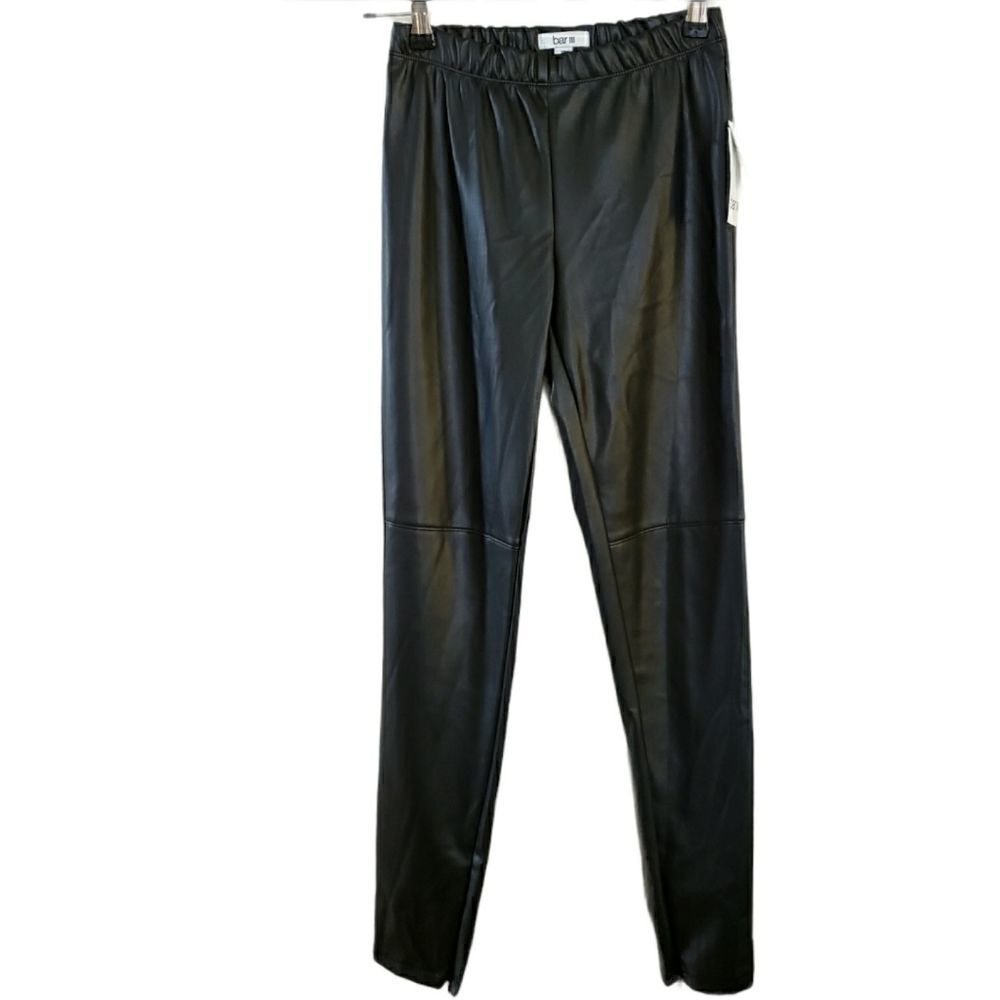 Bar III Faux Leather Pull-On Zip Ankle Pants
